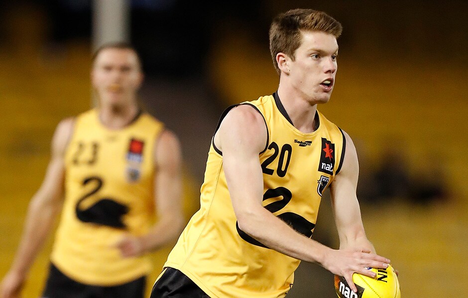 AFL 2018 U18 Championships - Allies v WA 040718 MELBOURNE, AUSTRALIA - JULY 04: Luke Foley of Western Australia in action during the AFL U18 Championships match between the Allies and Western Australia at Etihad Stadium on July 04, 2018 in Melbourne, Australia. (Photo by Michael Willson/AFL Media)